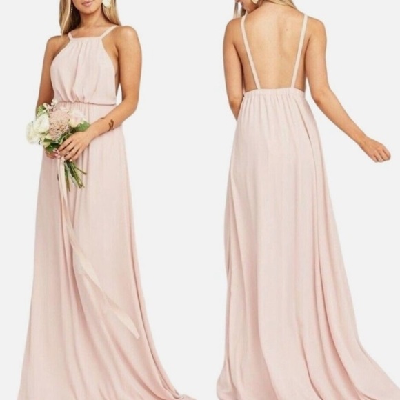 Show Me Your MuMu Amanda Maxi Dress NWT Women’s Large Dusty Blush Crisp Wedding - Picture 1 of 5